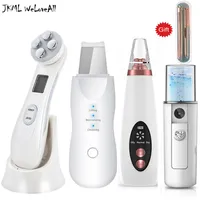 RF EMS LED Mesotherapy Facial Massager+Ultrasonic Skin Scrubber+Blackhead Remover Electric Pore Cleaner+Nano spray Face Steamer
