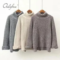 Ordifree 2021 Autumn Winter Women Turtleneck Sweater Long Sleeve Warm Thick Knitted Christams Jumper Pull Femme1