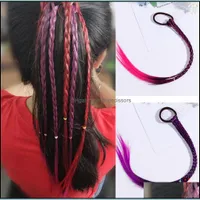 Synthetic Hair Extensions Products Beuty Cute Girls Elastic Rope Rubber Bands Braides Wig Ponytail Ring Kids Twist Braid Braider Drop Delive