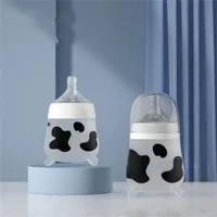 Silicone Baby Feeding Bottle Cute Cow Imitating Breast Milk For born Infant Anti colic Anti choking Supplies 285 H1