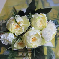 Fleurs décoratives Couronnes Shabby chic bouquet européen jolie mariée mariage Petite pivoine soie mini faux pour la décoration de la maison intérieure