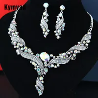 Pendientes collar Kymyad Crystal Stone Jewelry Conjuntos para mujeres brillando bridal Set Vintage Declaración