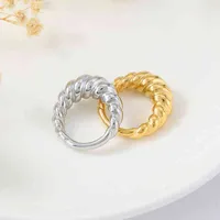 Anello croissant in acciaio inox per le donne intrecciata contorto signit chunky dome coppia anelli bijoux femme accessori per feste di nozze