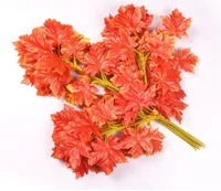 Red maple leaf green gold silver maple leaf skeleton leaves artificial silk leaves artificial maple branch 12pcs/lot