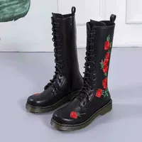 الخريف الشتاء أحذية المطر النساء أحذية الركبة عالية بو اتحاد الرجعية نايت منخفضة الكعب بوتاس 211015