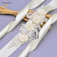 Sashes de mariage Topqueen S346 Courroies de perles à la main pour la mariée Embellie Belt Soirée Fantaisie Femmes Accessoires Robes