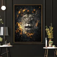 Moderne abstrakte Flammenlöwe Tierkunst Poster und Drucke Leinwand Gemälde Wandkunst Bilder für Wohnzimmer Dekoration Cuadros (Kein Rahmen)