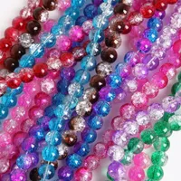 4mm 6mm 8mm 10mm Zweifarbfarben Acrylglas Crackle Perlen Runde Lose Spacer Perlen für Schmuckherstellung DIY Armband Halskette 1935 Q2