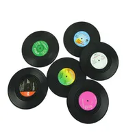 6pcs / set rétro vinyl dessous de vinyle boissons tasses tasses Tapis de maison décor à la maison CD record de café