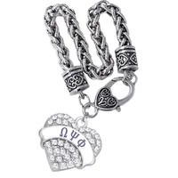 Student Greek Association O PSI PHI Fraternity Gift Souvenir Bracelet For Crystal Inlaid Heart Metal Pendant Bnagle Link, Chain