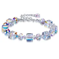 Mode Cristal Carré Perles Strands Bracelets Pour Femmes AB Coloré Link Chaîne Bracelet Bangeles Bijoux Cadeau