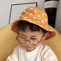 Cloches 어린이 파나마 양동이 모자 아기 아이 여름 태양 모자 폴카 도트 인쇄 어부 모자 밥 Chapeau