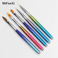 Color Handle Nail Art Acrylic French Painting Brush Flower Design Stripes Lines Liner DIY Drawing Pen Manicure Tool Brushes