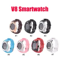 8 цветов V8 Smart Watch Phone Bluetooth 3.0 IPS HD Полный круг Дисплей MTK6261D SmartWatch для системного смартфона Android в поле
