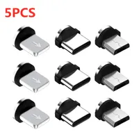5 pcs redondo cabo magnético Tipo C Micro USB C plugues Cabo de carregamento rápido Adaptador de Cabo Telefone MicroUSB Tipo-C Ímã Carregador Plug