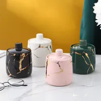 Европейский стиль Marmbed Storage Jar роскошный керамический ватный тампон для ювелирных изделий домой столешница зубочистки держатель чайных бутылок банки