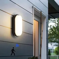 Lámparas de pared al aire libre Sensor PIR SENSOR LED Moderno de la luz de la luz delantera de la superficie del techo Oval Montado para el baño del jardín