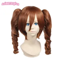 합성 가발 AnimeCosplay 4 색 갈색 포니 테일 여성 할로윈 40cm 긴 곱슬 빨간 코스프레 파티 로리타 핑크 머리카락