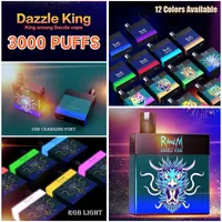 100% originale Randm Dazzle King Monouso e sigaretta VAPES 3000 sbuffi sigarette elettroniche 8.0ml Pod Glow In Dark LGB Light 12 Colori Bar Pro Switch