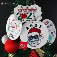 2021 Grinch Karantina Favor Yılbaşı Süs Noel Asılı Süsler Kişiselleştirin Ağaç Dekor Için Kişiselleştirin Maske Tasarımcısı BS10 Giyen