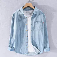Men's Jackets Four Seasons Denim Long Sleeve Shirt Cotton Comfortable Handsome Versatile Fashionable Young 9396