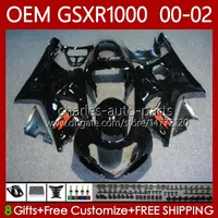 Injection mold Fairings For SUZUKI 1000CC GSXR-1000 GSX R1000 GSXR 1000 CC 00 01 02 Stock black Bodywork 62No.54 GSXR1000 K2 2001 2002 2002 GSX-R1000 01-02 OEM Body kit