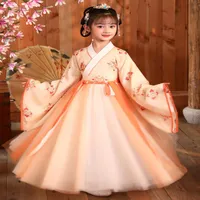 Casual sukienki Hanfu dynastia starożytna sukienka bajki sceniczne dancewear chiński styl nastoletnie dziewczyny z długim rękawem wydajność kostiumów