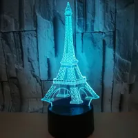 Colorido torre Eiffel 3D Luz de noche Visión creativa Estéreo LED Táctil Interruptor de escritorio Gradiente Luces de vacaciones Regalo de Navidad