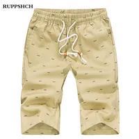 Summer Hommes Sports Shorts Coton Casual Casual Loose Plus Taille de haute qualité Fishbone Print Plage 210716
