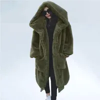 女性の毛皮の毛皮の特大の冬のコートの女性パーカー長い暖かいジャケットコートパーカーの緩いwemer casaco feminino