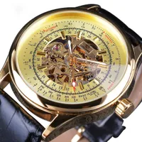 Forsining Hot Brand Luxury Men Fashion Skeleton Wristwatch Classic Retro Design Transparent Case Creative Self-Wind Mechanical Watch