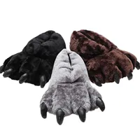 Unisexe Chunky Bigfoot Chaussures Bear Paw Pailles Chaussons Couples Chaussures Homme Slipper Home House Landines à fourrure Indoor Taille 35-43 Chaussures Femmes Y1007