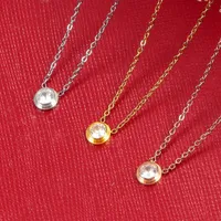 Singel CZ diamond Pendant Rose Gold Silver Color Necklace for Women Vintage Collar Costume Jewelry only with bag