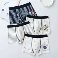 4pcs Boîtes Boxers Sous-vêtements Enfants Coton Panties Enfants Stripe Print Slips pour Baby Boy Shorts Sous-fonds 3 4 5 6 7 8 9