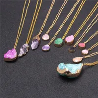 Naturligt oregelbundet kristallkluster halsband för kvinnor Reiki Energy Quartz Pendant Charms Män kedja smycken halsband