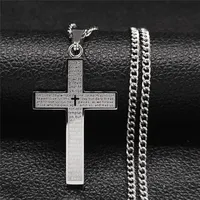 Hanger Kettingen 2021 Mode Katholieke Bijbel Cross Rvs Ketting voor Vrouwen / Mannen Lange Sieraden Cruz Colgante NXH122S05