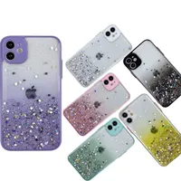 Bling Glitter Epoxy Starry Sky Cas Soft TPU Protector Tocoprofof Hoor pour iPhone 13 12 11 Pro Max XR XS 7 8 SE2 6 6S Plus Samsung S20 Fe S21 S22 Ultra Note 20 J4 J6