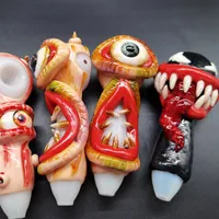 Glass Pipe 5 Inch Unique Smoking Hand Tube Heady With Handmade Painted 3D Cartoon Coloured Drawing OEM Custom Shape Dry Herb Tobacco Oil Burner VS Bong Water Pipes
