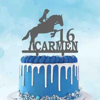 Altri festivi Forniture per feste Personalizzate Cake Equestrian Topper Nome personalizzato ATTre ETÀ ATTREZZA DONNA VENTAGGIO DONNA VENTILAZIONE Decorazione di compleanno