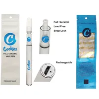 Full Ceramic Cookies Disposable Vape Pen Lead Free E Cigarettes Vapes Kits 0.5ML Empty Oil Cartridge Packaging 290mAh Rechargeable Battery Vaporizer Pens