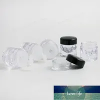 Bottiglie di imballaggio 50 x 3G mini carino barattolo campione in polvere piccola con tappo nero chiaro PS Caso 3CC contenitore di plastica 1 3 12 fori