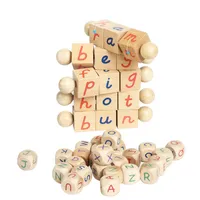 US Stock in legno Montessori cubi fonetici a cubetti di lettura, giocattoli per l'apprendimento educativo della scuola materna (40 pezzi un ordine) A33