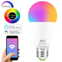 Żarówki Wifi Inteligentne żarówka 15W RGB Lampa E27 B22 Dimmable Voice Control Magic AC110V 220 V Praca z Amazon / Google Home