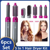 5 In 1 Kit Electric Blow Hot Air Brush Styler Volumizer Straightener Curler Comb Negative Ion Hair Dryer