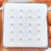 925 sterling silver 3mm trangle clear cubic zirconia piercing jewelry nose pin 20pcs pack