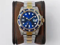 ROF Diamond Watch 40mm Relojes para hombre 2836 Movimiento mecánico completamente automático Sapphire Sapphire a prueba de rasguños FRP Caja de la correa Oro 07 Reloj de pulsera