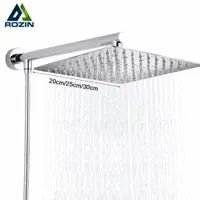 Krom Ultrathin Yağış Duş Başlığı Duvara Monte Kol Braketi Bar 150 cm Duş Hortumu Banyo Bataryası Seti