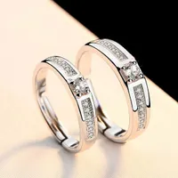 Anillo chino 925 Plata anillo plateado apertura anillo de parejas de diamante ajustable. Una joyería de moda para perforar a través del budismo.