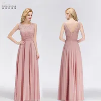 먼지가 많은 장미 핑크 레이스 긴 이브닝 드레스 시폰 로브 드 Soirée de Mariage 이벤트 드레스 Vestidos de Fiesta CPS1068