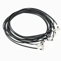 50pcs 1.5mm/ 20inch Black Waxed Rope Necklace Chain With Spring Buckle For Jewelry Wholeasle Chains